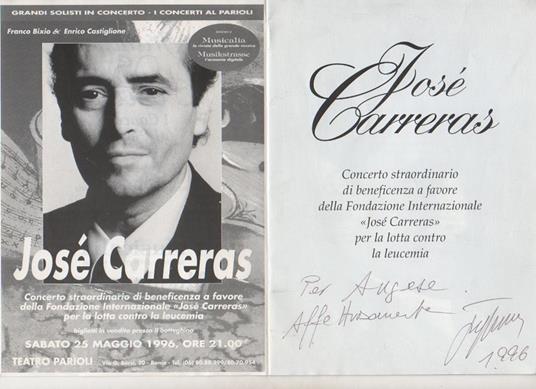 Dedica e firma autografe su programma per il concerto di beneficenza a favore della Fondazione Inter - Josè Carreras - copertina