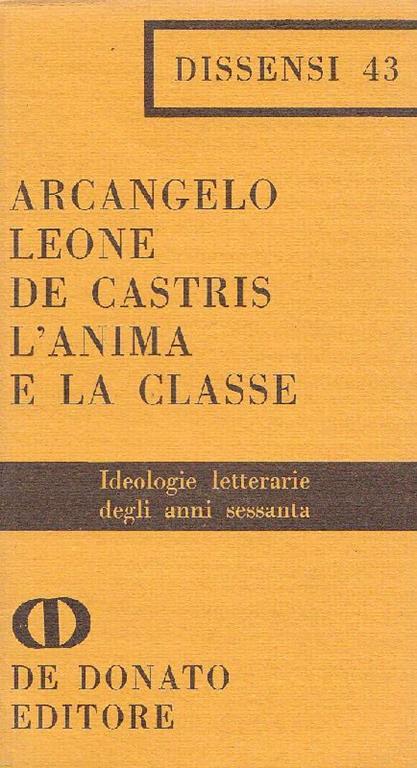 L' anima e la classe - Arcangelo Leone De Castris - copertina