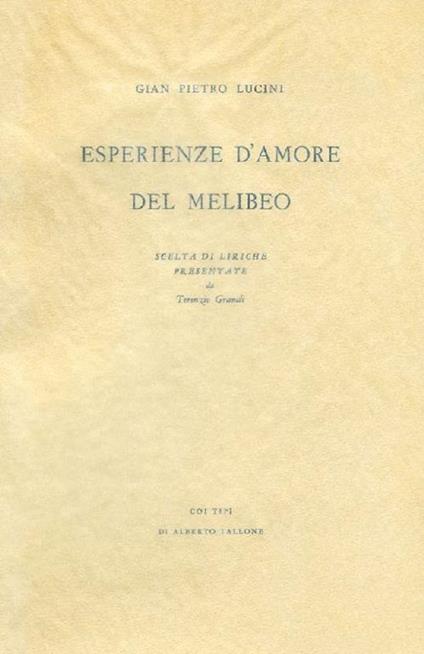 Esperienze d'amore del Melibeo - G. Pietro Lucini - copertina