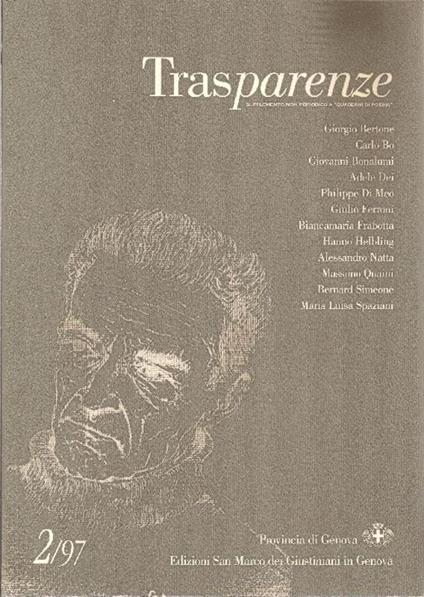 Supplemento non periodico a ''Quaderni di Poesià' a cura di Giorgio Devoto. N. 2, 1997 - copertina