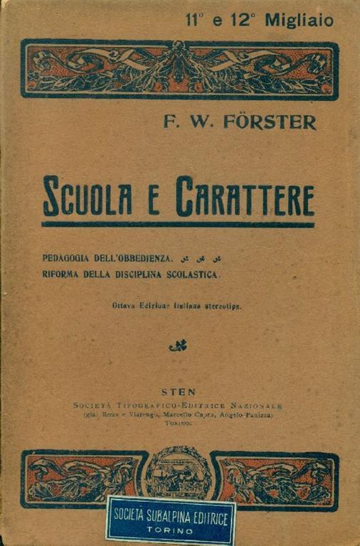 Scuola e carattere - F. W. Forster - copertina
