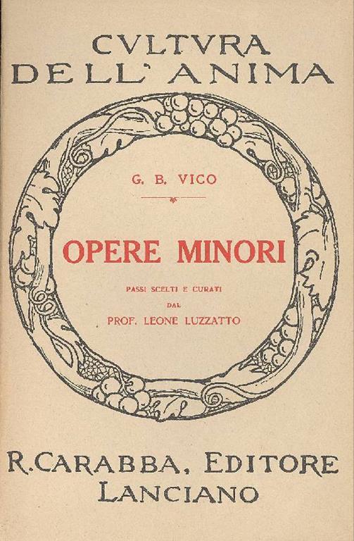 Opere minori - Giambattista Vico - copertina