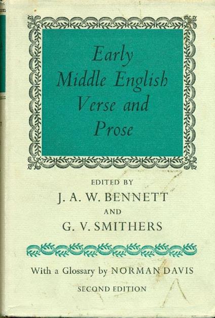 Early middle english verse and prose - J.A.W. Bennett - copertina