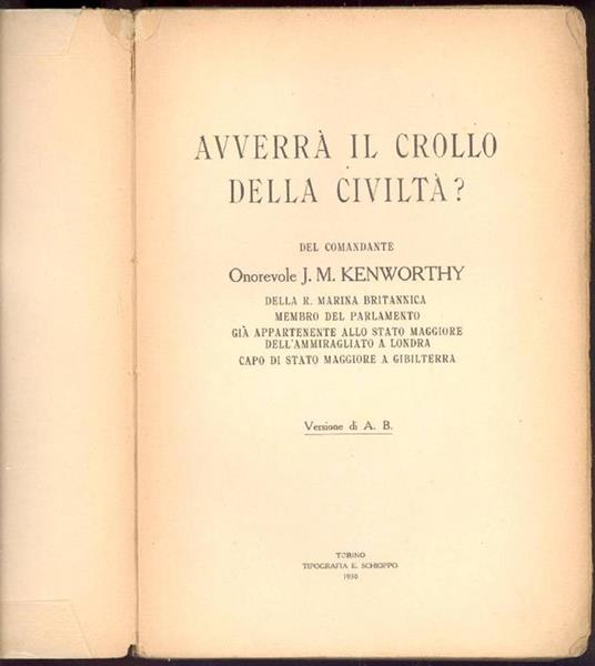 Avverrà il crollo della civiltà? - J. M. Kenworthy - copertina