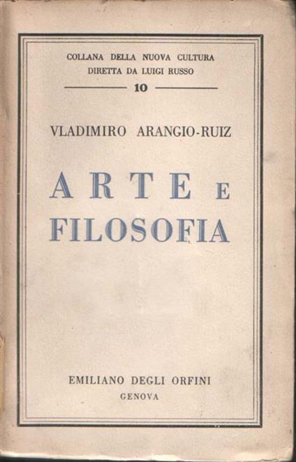Arte E Filosofia - Vladimiro Arangio-Ruiz - copertina