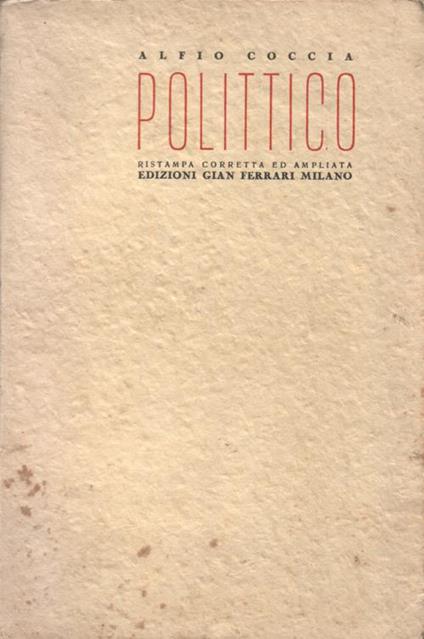 Polittico. Ristampa corretta ed ampliata. Copia autografata - Alfio Coccia - copertina