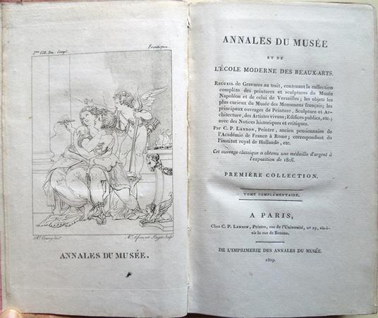 Annales du Musée et de l'École Moderne des Beaux-Arts. Recueil de Gravures au trait, contenant la collection complète des Peintures et Sculptures du Musée Napoléon et de celui de Versailles … Tome Complémentaire - C. P. Landon - copertina