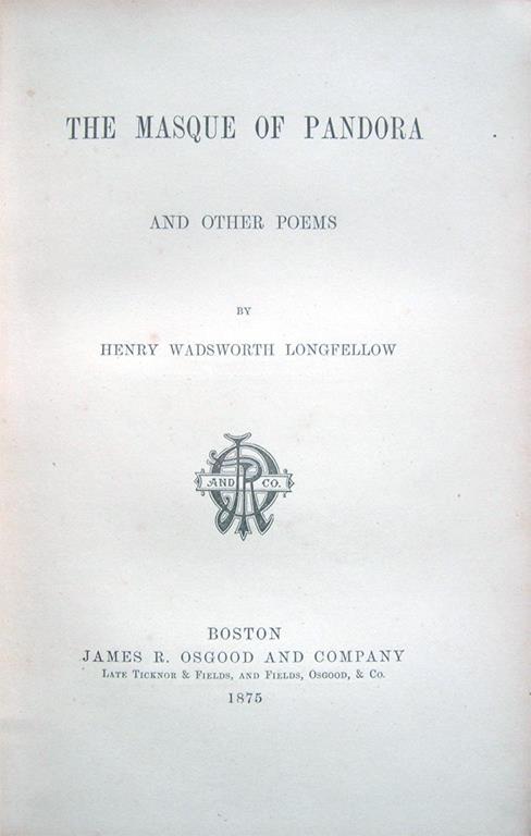 The masque of Pandora and other poems - Henry Wadsworth Longfellow - copertina