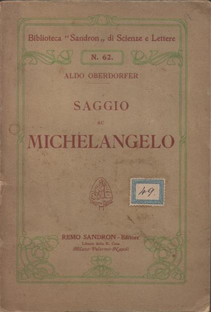 Saggio su Michelangelo - Aldo Oberdorfer - copertina