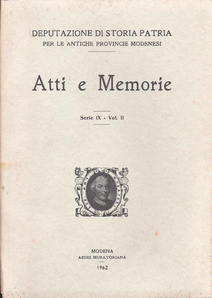 Atti e Memorie. Serie IX. Vol. II - copertina