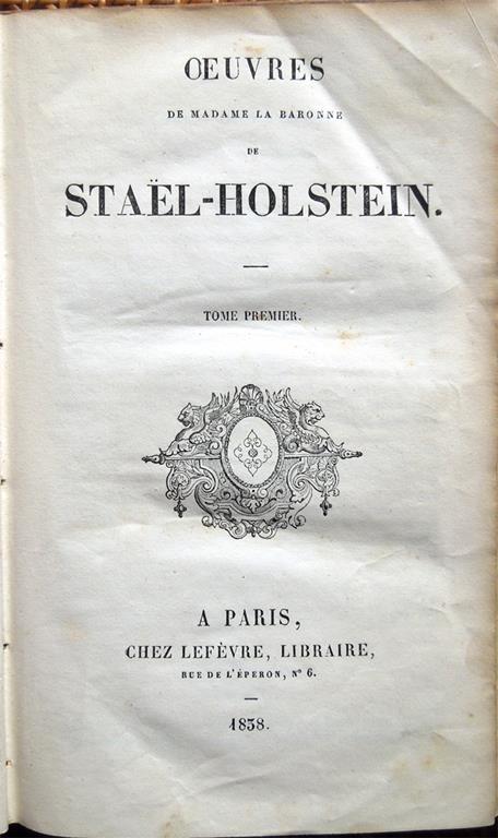Oeuvres - madame de Staël - copertina
