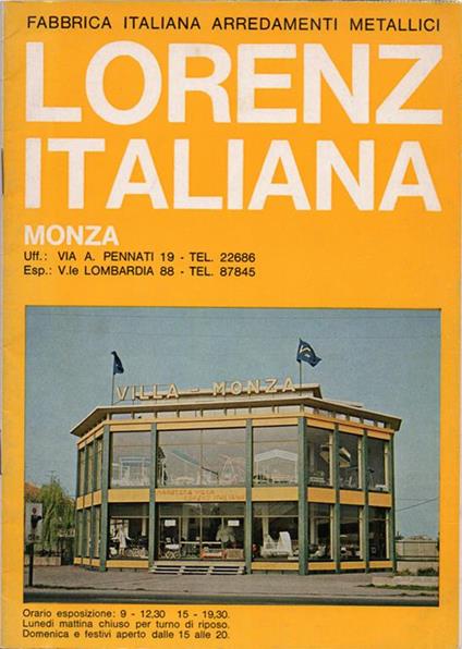 Vecchio catalogo della Lorenz Italiana - Fabbrica Italiana Arredamenti Metallici, di Monza, relativo ad arredi per l'esterno, in metallo e in legno - copertina