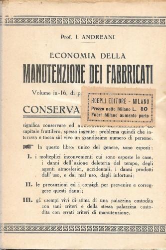 Economia della manutenzione dei fabbricati - Isidoro Andreani - copertina