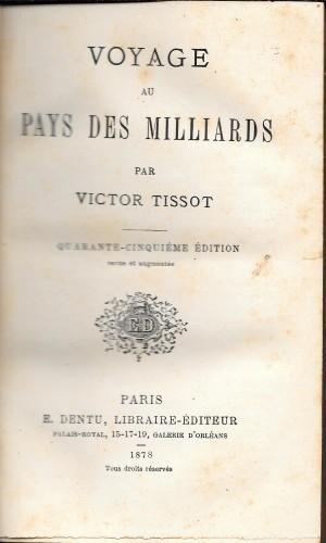 Voyage au pays des milliards - Victor Tissot - copertina
