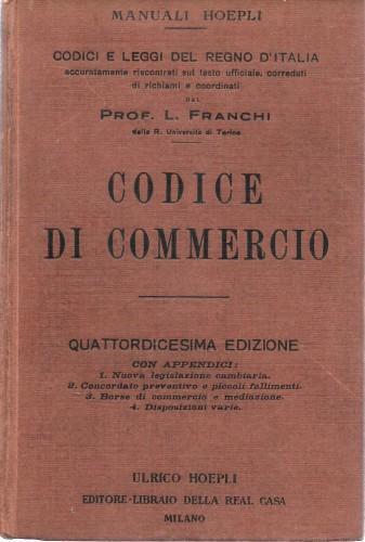 Codice Di Commercio - Luigi Franchi - copertina
