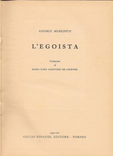 L' egoista - George Meredith - copertina
