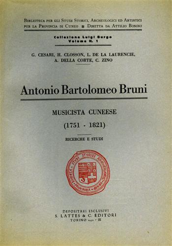 Antonio Bartolomeo Bruni, musicista cuneese 1751. 1821. Ricerche e Studi - copertina