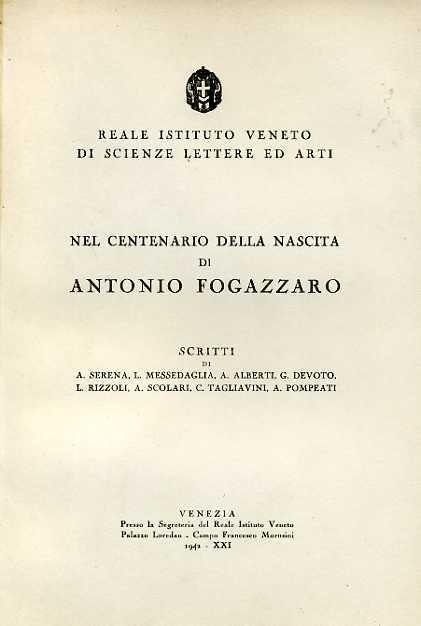Nel Centenario della nascita di Antonio Fogazzaro - A. Serena - copertina