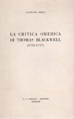 La critica omerica di Thomas Blackwell ( 1701 - 1755 )