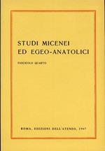 Studi Micenei ed Egeo Anatolici. Fasc. IV. Indice articoli: P.Astrom, S