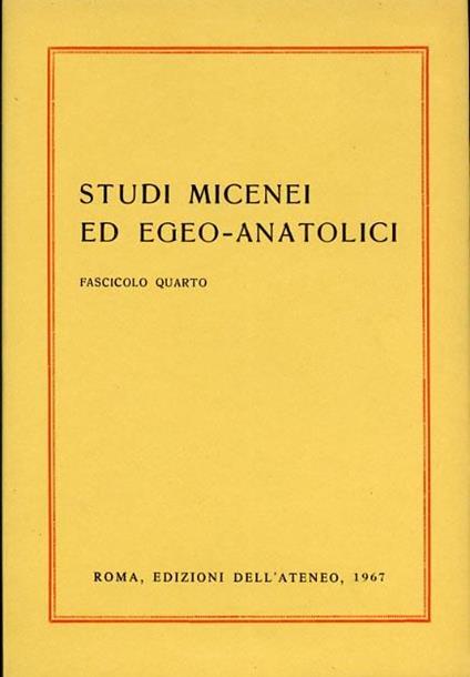 Studi Micenei ed Egeo Anatolici. Fasc. IV. Indice articoli: P.Astrom, S - copertina