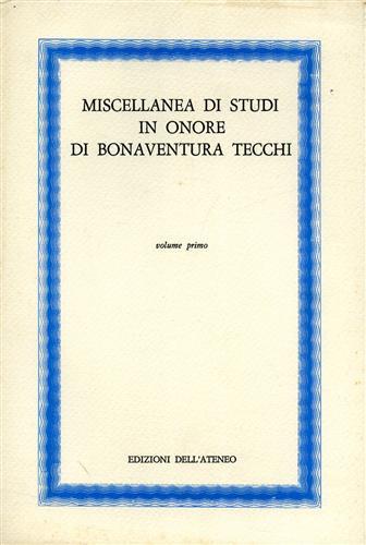Miscellanea di studi in onore di Bonaventura Tecchi. Vol. I - Vittore Pisani - copertina