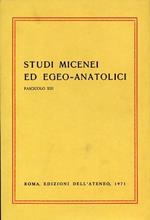 Studi Micenei ed Egeo anatolici. Fasc. XIII. Indice articoli: V.Karageorgh