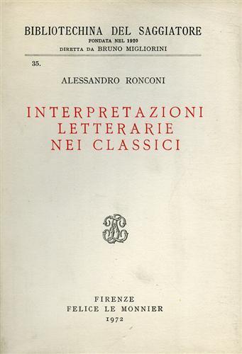 Interpretazioni letterarie nei classici - Alessandro Ronconi - copertina