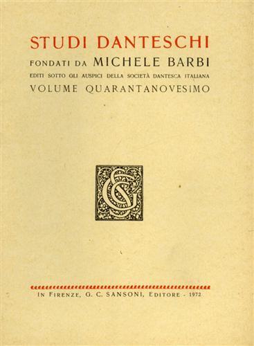 Studi Danteschi. Vol. XLIX. dall'indice: F.Masciandaro, "I - copertina