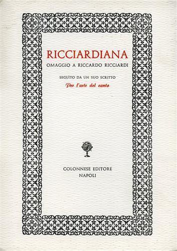 Ricciardiana, omaggio a Riccardo Ricciardi - Ettore Albino - copertina