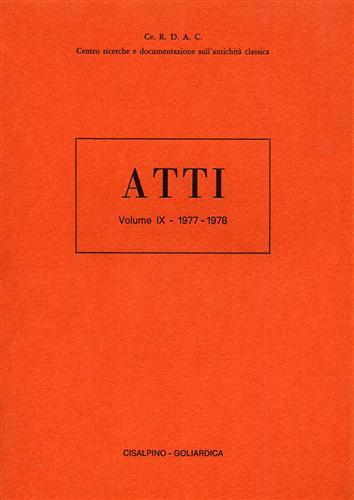 Atti. Vol. IX: 1977 1978 - copertina
