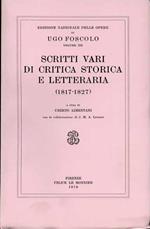 Scritti vari di critica storica e letteraria. 1817. 1827