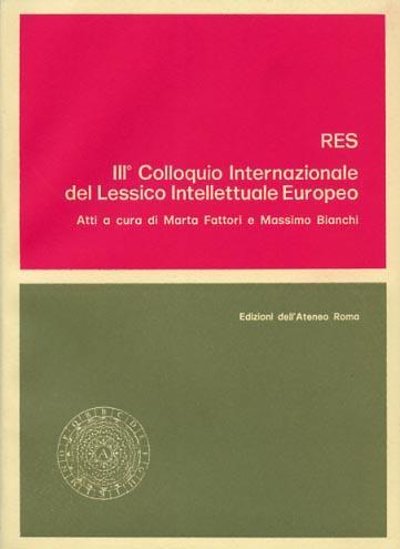 Lessico Intellettuale Europeo. Res - copertina