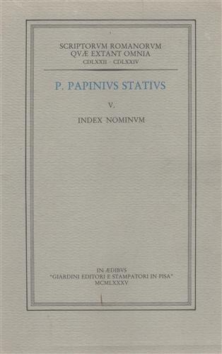 Index Nominum - Publio P. Stazio - copertina