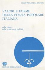 Valori e forme della poesia popolare italiana, nella cultura della prima metà dell'800