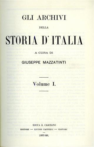 Gli Archivi della Storia d'Italia - Giuseppe Mazzatinti - copertina