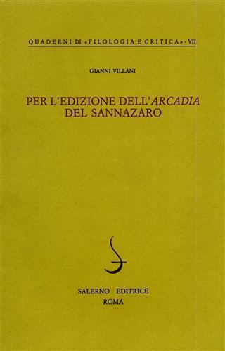 Per l'edizione dell'«Arcadia» del Sannazaro - Gianni Villani - copertina
