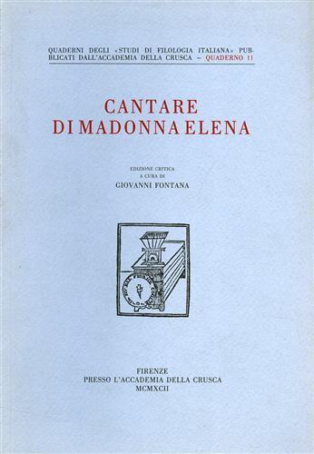Cantare di Madonna Elena - copertina