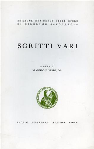 Scritti vari - Girolamo Savonarola - copertina