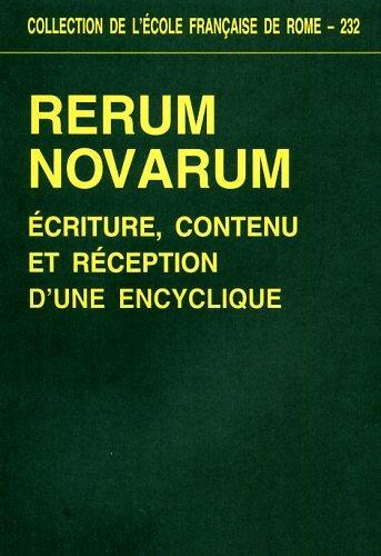 Rerum novarum. Ecriture, contenu et réception d'une encyclique - copertina