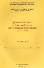 Quaderno di bordo di Giovanni Manzini prete. notaio e cancelliere 1471. 1484
