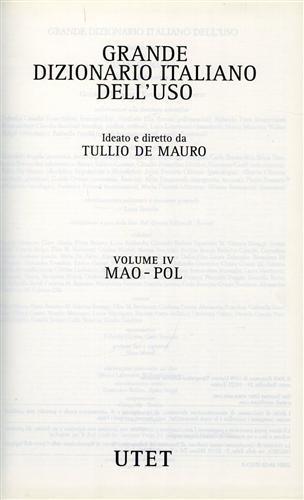 Grande Dizionario Italiano dell'uso. vol. IV: MAO. POL - Tullio De Mauro - copertina