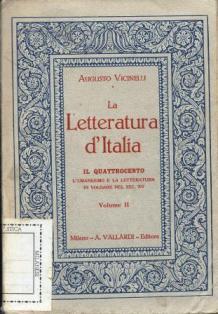 La letteratura d'Italia. Il Quattrocento - Augusto Vicinelli - copertina