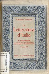 La letteratura d'Italia. Il Cinquecento - Augusto Vicinelli - copertina