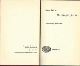 Un cielo più piccolo - John Wain - copertina