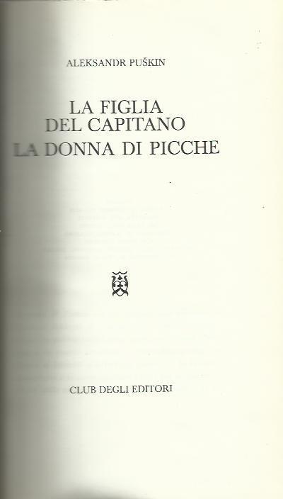 La Figlia del Capitano, La donna di Picche - Aleksandr Puskin - copertina