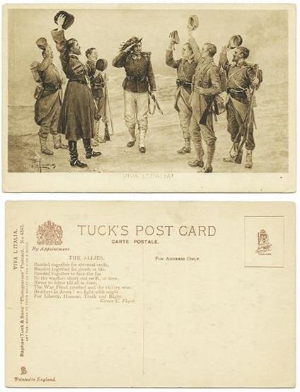 Cartolina TUCK'S POST CARD - VIVA L'ITALIA - Photogravure N.4343 - copertina