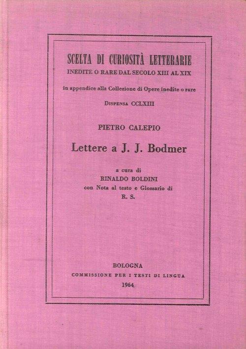 Lettere a J. J. Bodmer - copertina