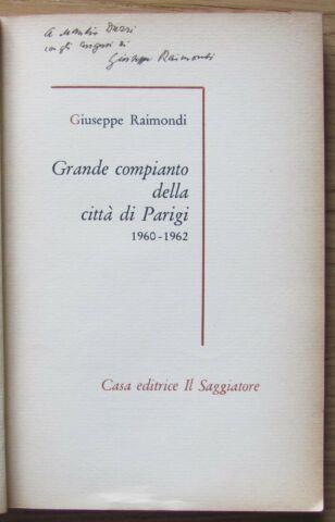 Grande Compianto Della Città Di Parigi 1960-1962. Copia autografata
