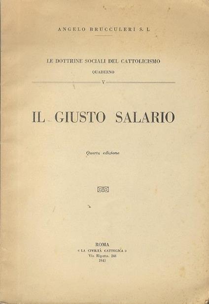 Il Giusto Salario - Angelo Brucculeri - copertina